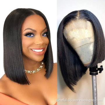 Cheap Short Bob Transparent Hd Lace Human Hair Wig,8-14inch Mink Brazilian Hair Wig,4x4 Closure Short Bob Wigs For Black Women